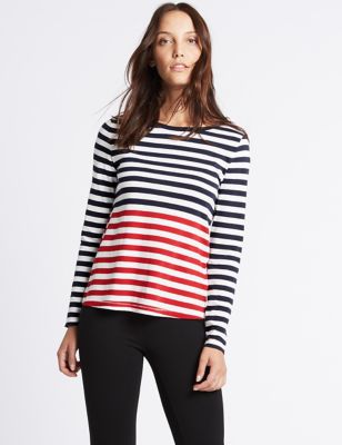 Pure Cotton Striped Long Sleeve T-Shirt - IT