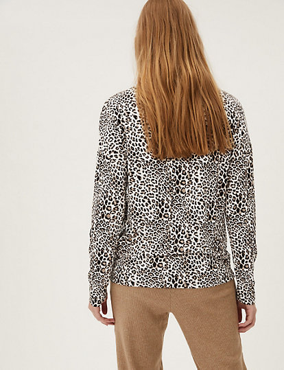 Animal Print Relaxed Long Sleeve Top