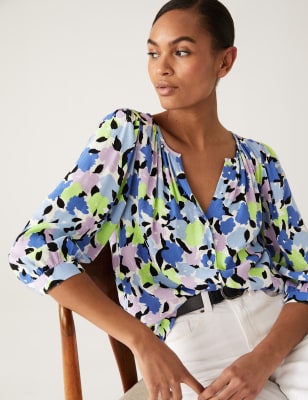 Almachtig basketbal hartstochtelijk Floral V-Neck Blouse | M&S US