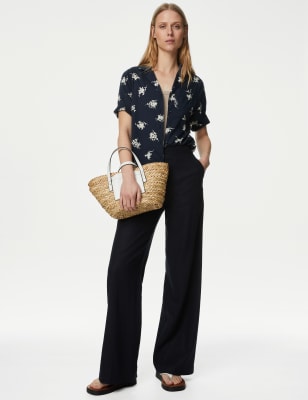 

Womens M&S Collection Cotton Rich Printed Collared Shirt - Navy Mix, Navy Mix