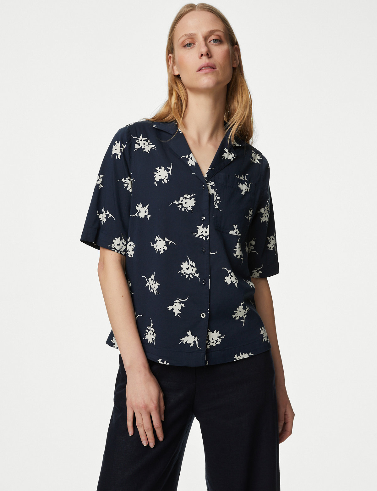 Cotton Rich Printed Collared Shirt