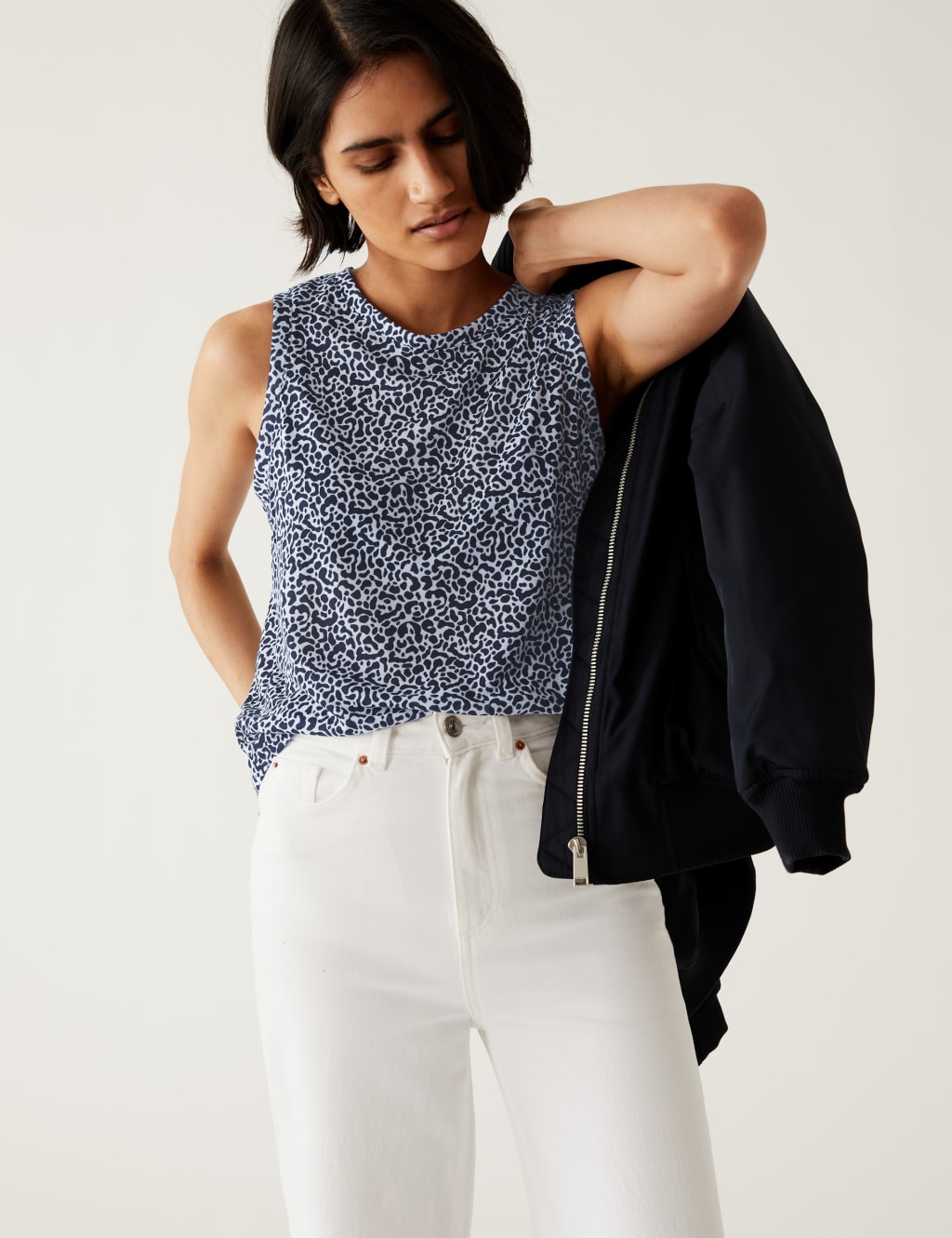 Printed Relaxed Sleeveless Vest Top image 1