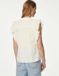 Pure Cotton High Neck Ruffle Blouse