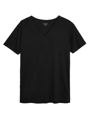 

Womens M&S Collection Lang geschnittenes T-Shirt mit V-Ausschnitt - Black, Black