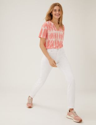Tie Dye V-Neck Relaxed Longline T-Shirt - MY