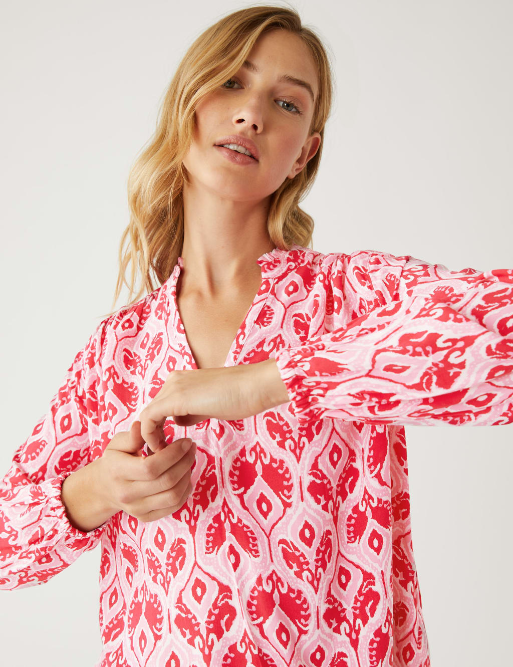 Floral V-Neck Popover Blouse image 1