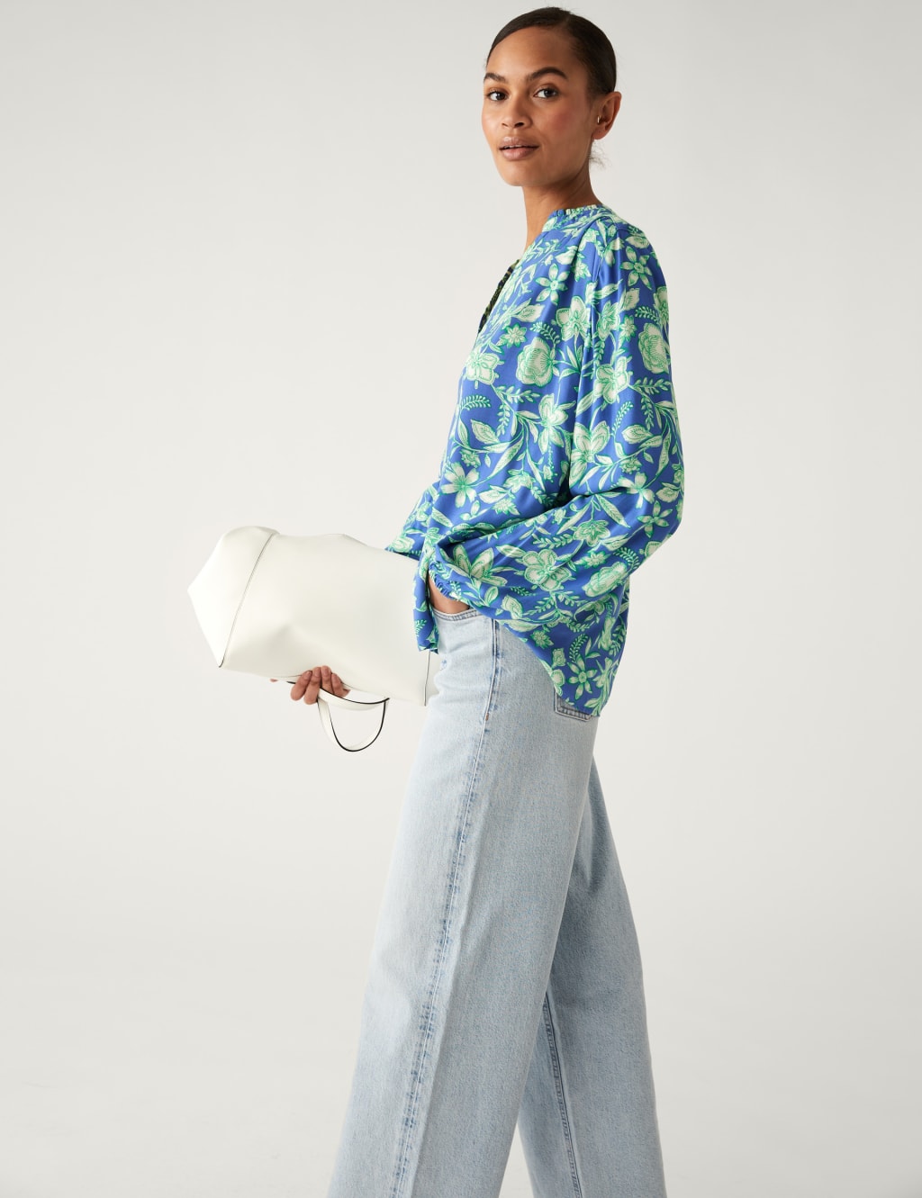 Floral V-Neck Popover Blouse image 1