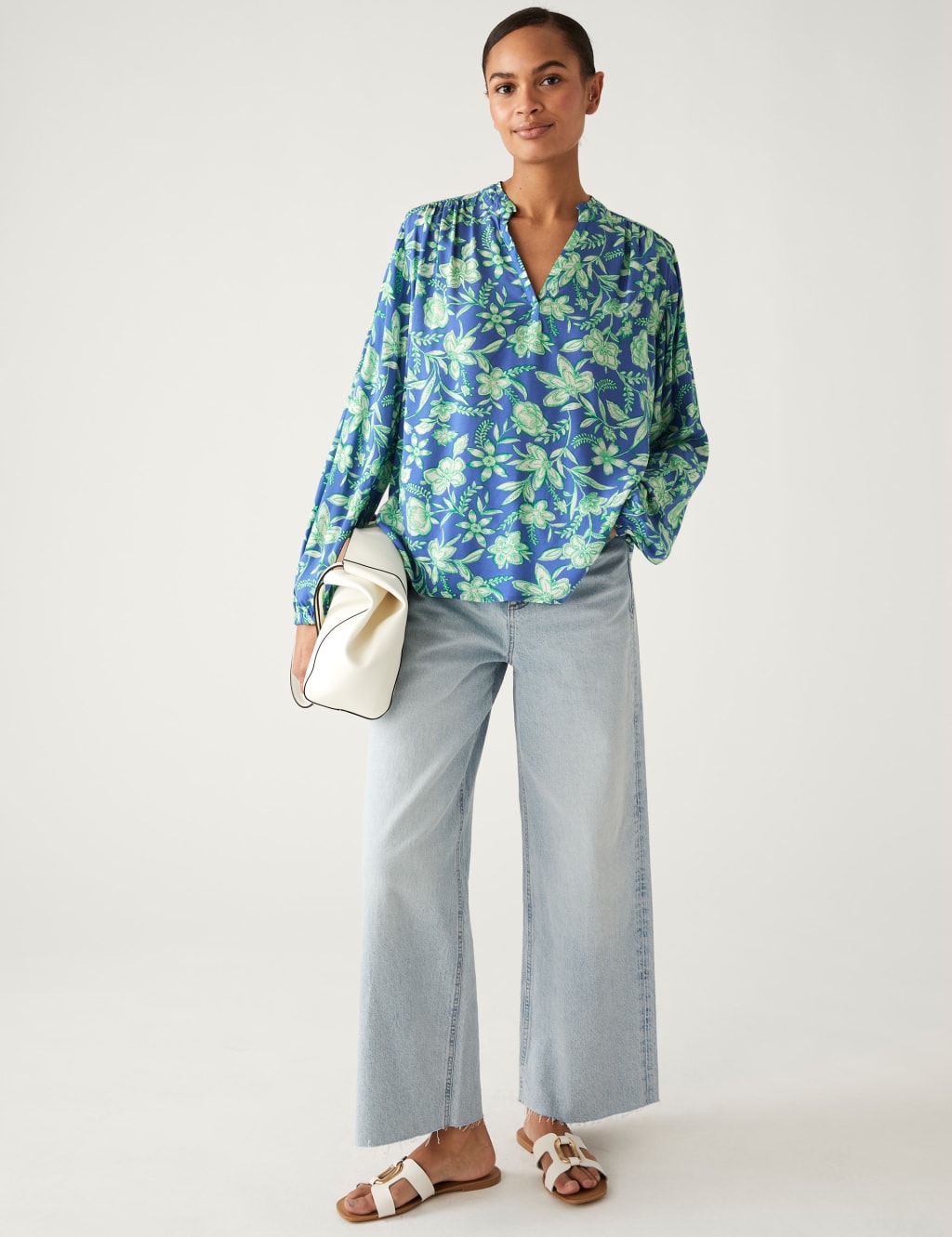 Floral V-Neck Popover Blouse image 2