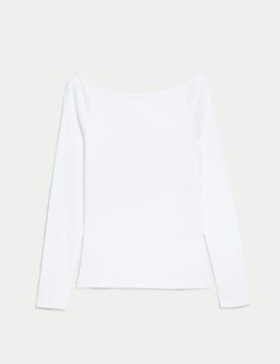 Pure Cotton Slim Fit Off The Shoulder Top