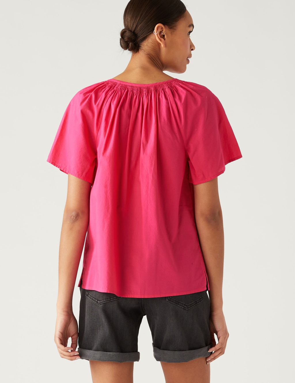 Pure Cotton Tie Neck Blouse image 3