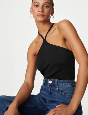 Belted halter neck vest and pants set