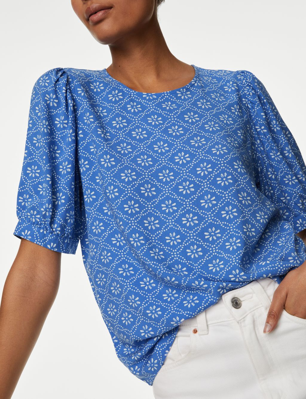 Printed Puff Sleeve Blouse image 3