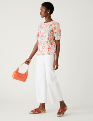 

M&S Collection Blusa de manga abullonada estampadaWomens - Multi, Multi