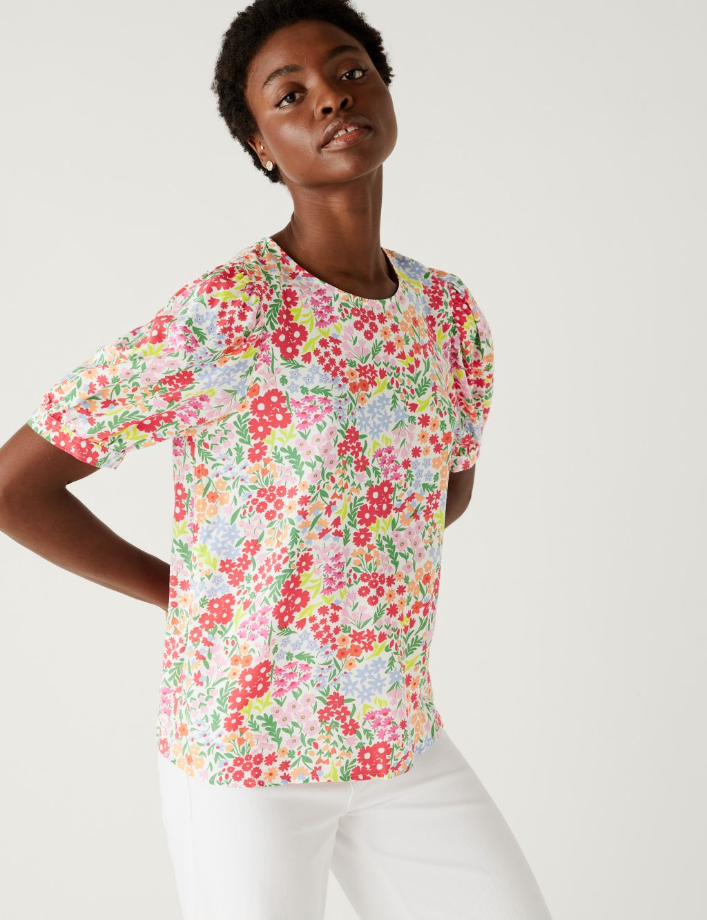 Printed Puff Sleeve Blouse image 2