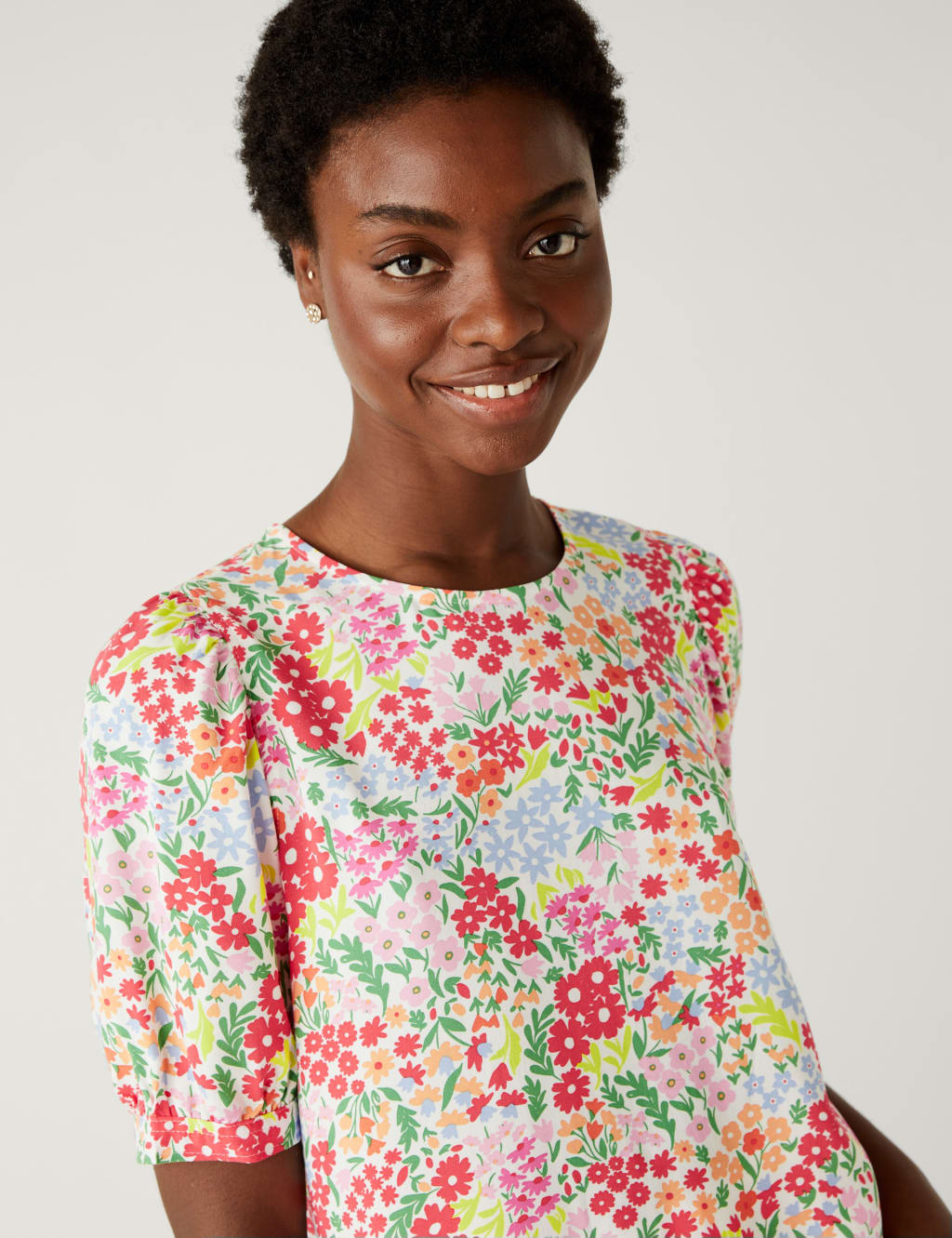 Printed Puff Sleeve Blouse image 3