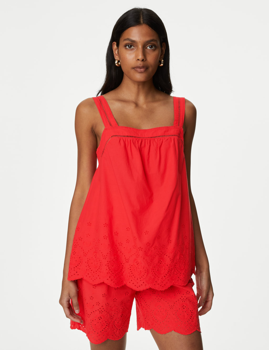 Pure Cotton Broderie Detail Cami Top image 3