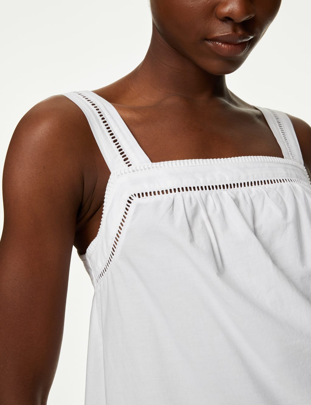 Pure Cotton Broderie Detail Cami Top image 2