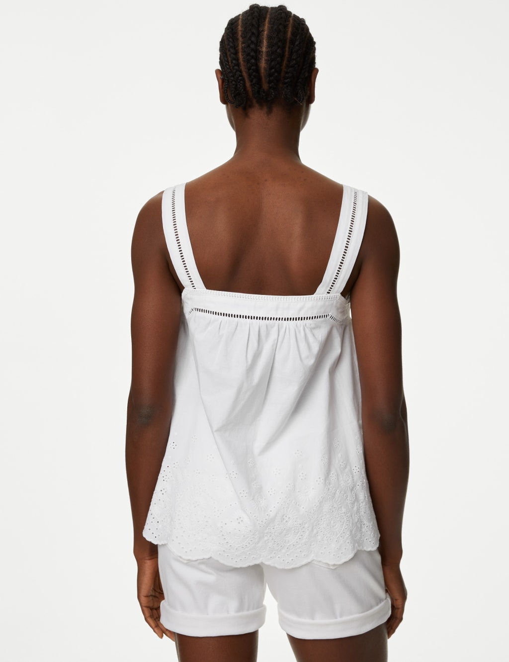 Pure Cotton Broderie Detail Cami Top image 3