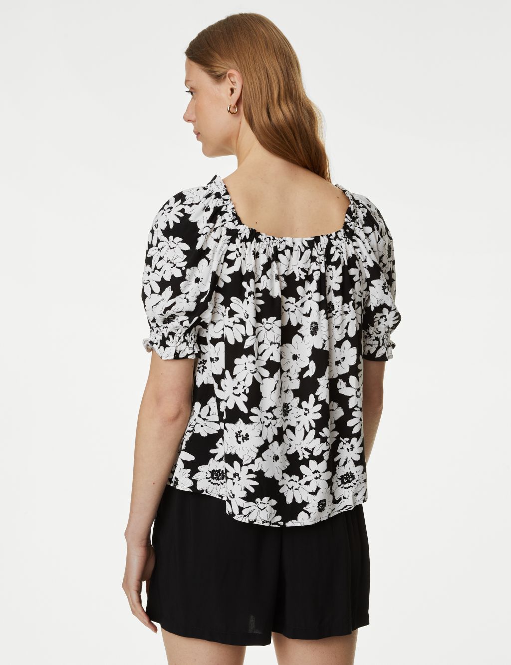 Printed Square Neck Puff Sleeve Top image 4