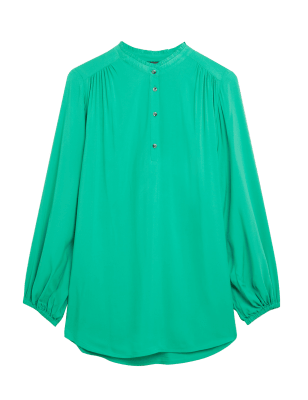 

Womens M&S Collection Longline Collarless Blouson Sleeve Blouse - Spearmint, Spearmint