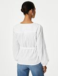 Pure Cotton Pleated Tie Front Blouse
