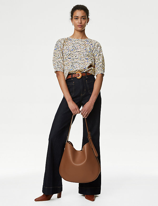 Modal Blend Printed Puff Sleeve Blouse - AT