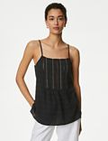 Cotton Blend Embroidered Square Neck Cami Top