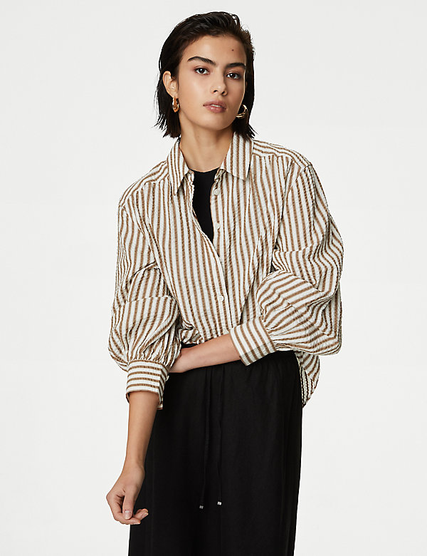 Pure Cotton Striped Collared Shirt - JP