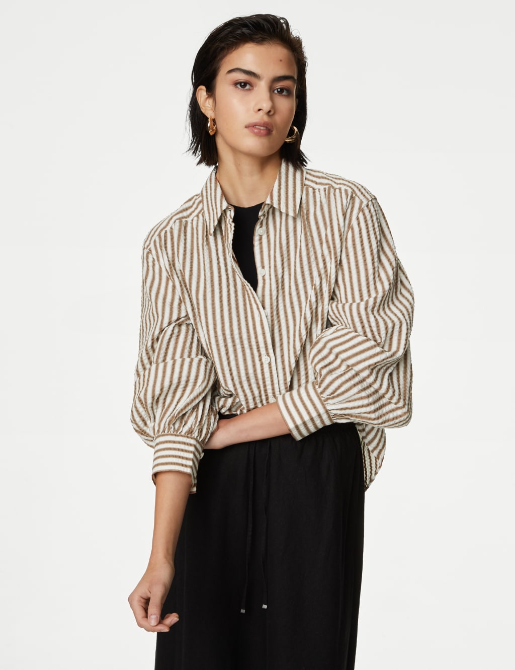 Pure Cotton Striped Collared Shirt