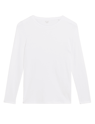 

Womens M&S Collection Cotton Rich Slim Fit Long Sleeve Top - Soft White, Soft White