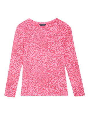 

Womens M&S Collection Schmal geschnittenes Oberteil mit hohem Baumwollanteil und Muster - Pink Mix, Pink Mix