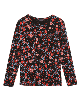 

Womens M&S Collection Schmal geschnittenes Oberteil mit hohem Baumwollanteil und Muster - Multi, Multi