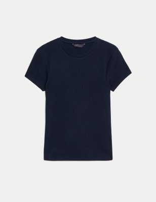 Cotton Rich Slim Fit Ribbed T-Shirt