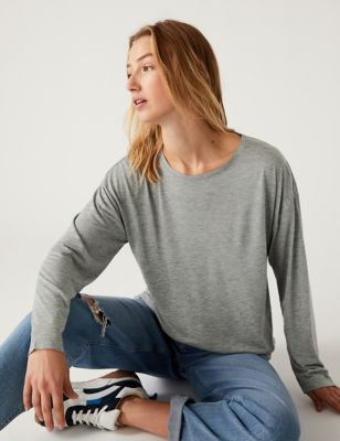 

Womens M&S Collection Relaxed Long Sleeve Longline Top - Grey, Grey