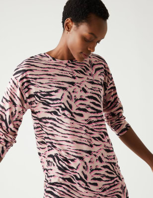 

Womens M&S Collection Printed Relaxed Longline Top - Pink Mix, Pink Mix