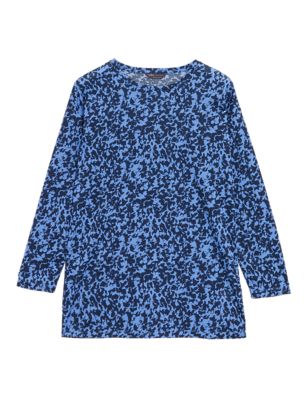 

Womens M&S Collection Printed Relaxed Longline Top - Blue Mix, Blue Mix