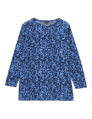 

Womens M&S Collection Printed Relaxed Longline Top - Blue Mix, Blue Mix