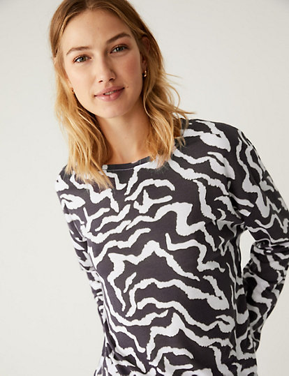 Printed Relaxed Longline Top