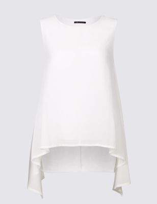 Waterfall Round Neck Sleeveless Top | M&S Collection | M&S