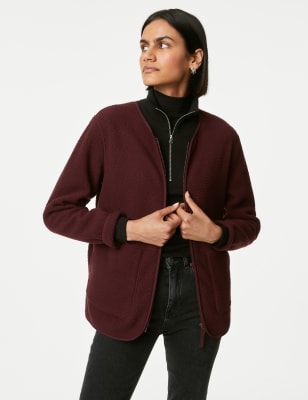 

Womens M&S Collection Fleece Zip Up Jacket - Dark Burgundy, Dark Burgundy