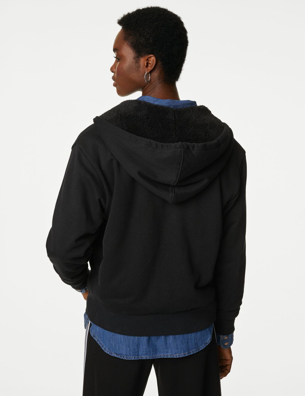 Cotton Rich Borg Lined Zip Up Hoodie image 6