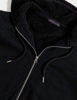 Mens Padded Borg Fleece Lined Full Zip Up Hoodie Sweatshirt Quality Jacket  M-XXL