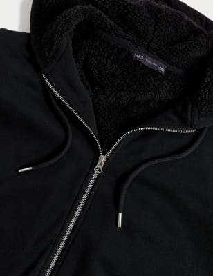 Cotton Rich Borg Lined Zip Up Hoodie