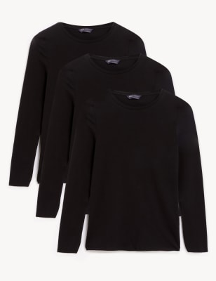 

M&S Collection Pack de 3 tops ajustados de algodónWomens - Black, Black