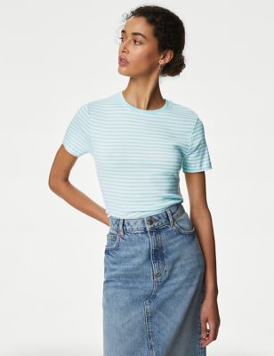 Pure Cotton Striped Slim Fit T-Shirt - CA
