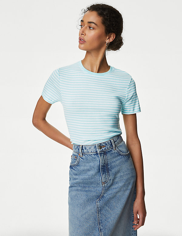 Pure Cotton Striped Slim Fit T-Shirt - TW