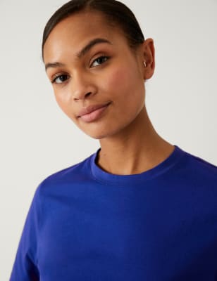 

Womens M&S Collection Pure Cotton Everyday Fit T-Shirt - Electric Blue, Electric Blue