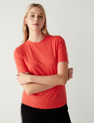 

Womens M&S Collection Pure Cotton Everyday Fit T-Shirt - Flame, Flame