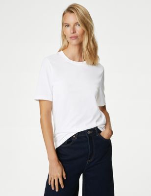 

Womens M&S Collection Pure Cotton Everyday Fit T-Shirt - White, White