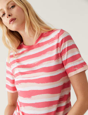 

Womens M&S Collection Pure Cotton Printed Everyday Fit T-Shirt - Light Pink Mix, Light Pink Mix